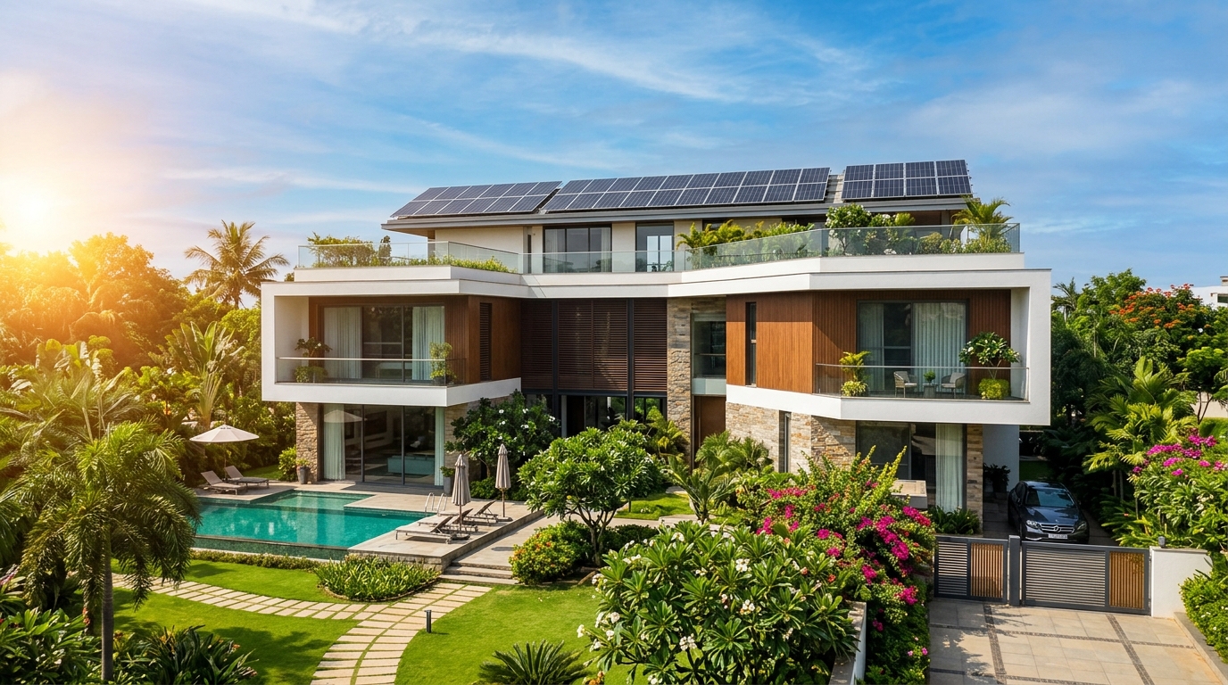 Residential rooftop solar installation in Kerala by Sooryavamshi Solar Projects
