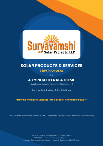 Cover of our sample 3 kW solar proposal